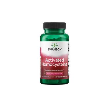 Swanson Activated Homocysteine 60 Veggie Capsules provide vitamins B6, B9, and B12 to support cardiovascular health.